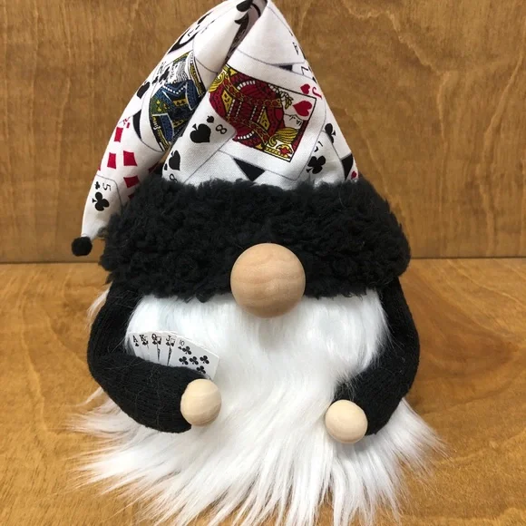 Royal Flush Gnome Poker Cards Gambler Diamonds Clubs Red Black White Sunglasses - Picture 2 of 9